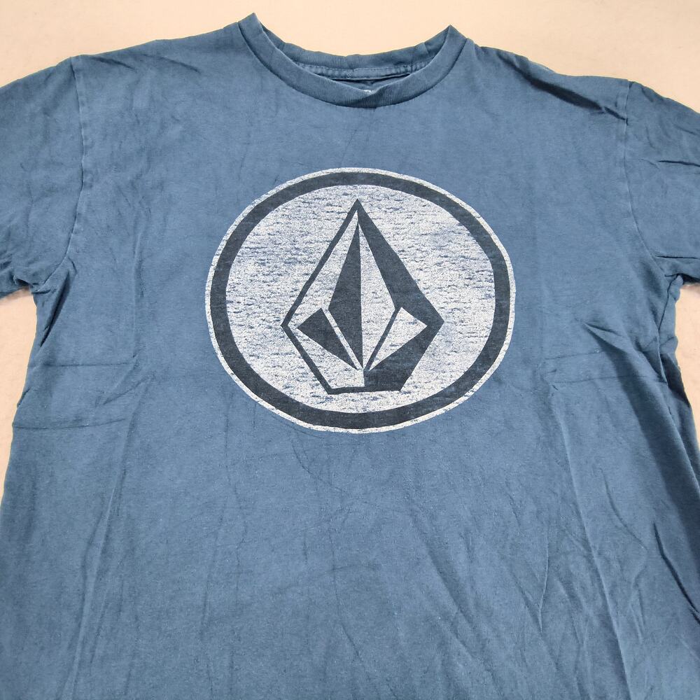 Volcom Graphic Crew Neck Short Sleeve Shirt Youth Boys Size Large L Blue